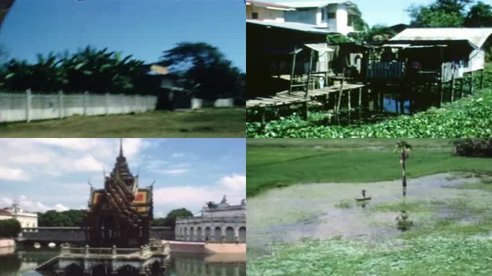 50年代游客游览观光泰国昭披耶河湄南河皇宫