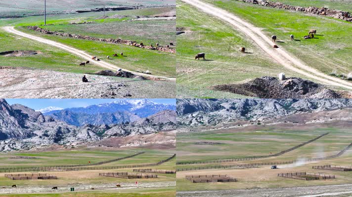 4K航拍新疆阿勒泰福海县萨尔布拉克草原风光