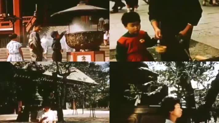50年代日本宗教神道教信徒许愿结祭拜