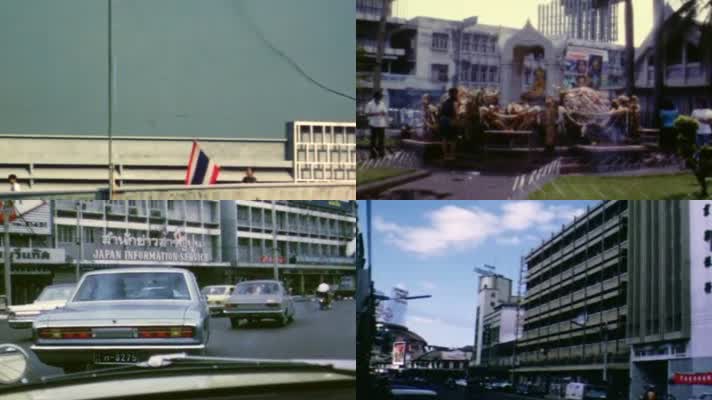 50年代泰国曼谷城市街道建筑广告招牌老字号