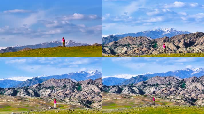 4K航拍新疆阿勒泰福海县萨尔布拉克草原风光