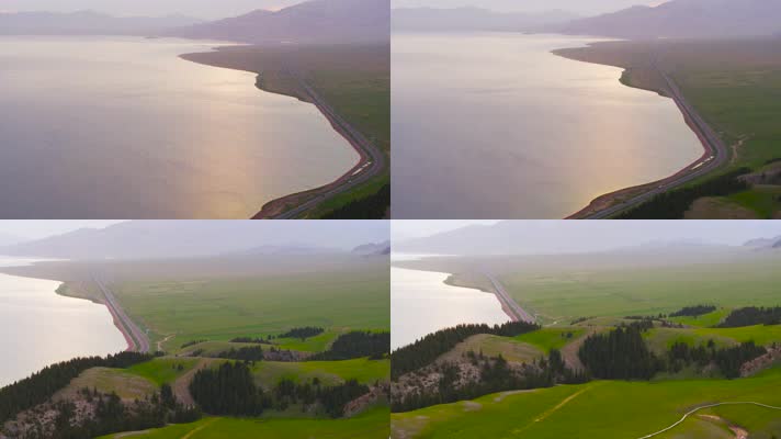 4K航拍新疆赛里木湖自然美景