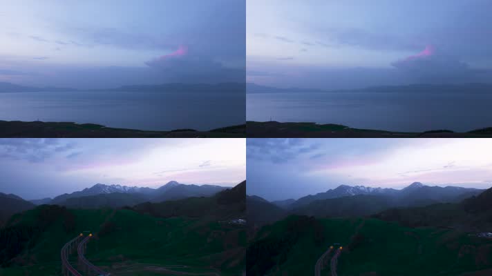 4K航拍新疆赛里木湖自然风光美景