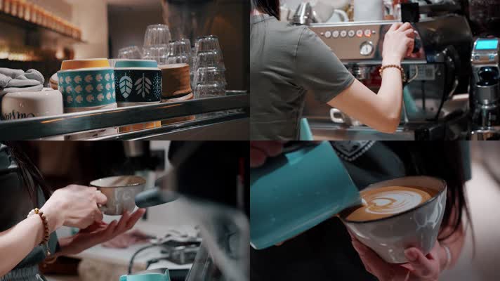 咖啡拉花 冲泡手工咖啡 咖啡厅 氛围感