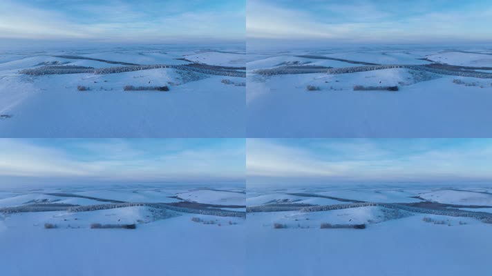 冬季丘陵雪景雾凇 