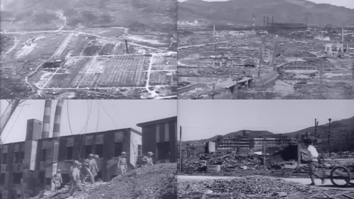 抗日战争日本投降长崎街道废墟原子弹爆炸