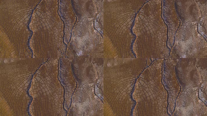 上帝视角俯拍干涸的大地