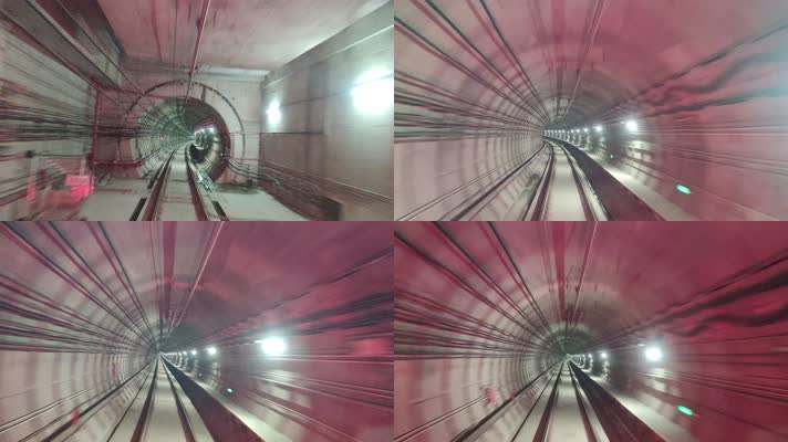 唯美城市地铁高铁动车列车交通隧道穿梭行驶