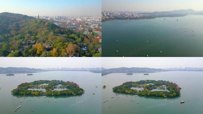 杭州西湖景区大自然风景风光航拍