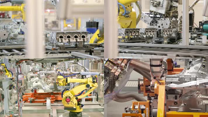自动化机械臂汽车生产线、生产车间