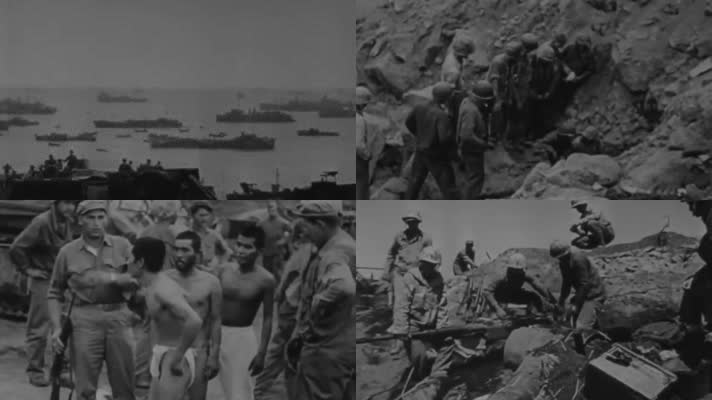 太平洋战场美军海军陆战队登陆攻占硫磺岛