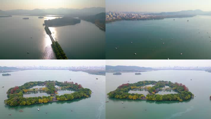 浙江省杭州市西湖景区三潭印月雷峰塔自然风