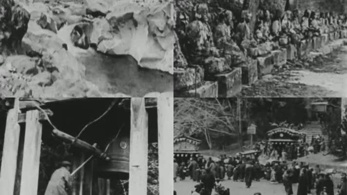 上世纪初20年代日本寺庙祭祀烧香佛像敲钟