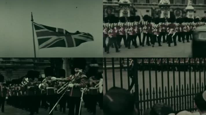英国伦敦城市白金汉宫皇家卫队军乐队