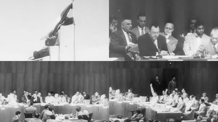 50年代联合国大厦总部旗帜国际会议