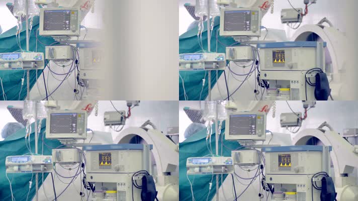 一套显示病人生命体征的医疗设备和一个静脉