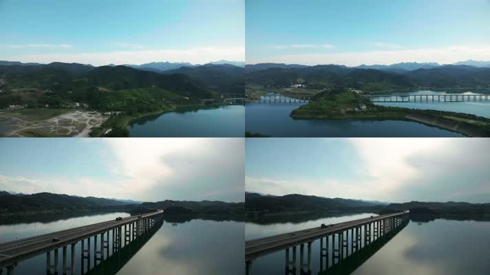 武当太极湖大桥丹河大桥航拍