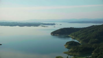 武当太极湖夕阳美景航拍