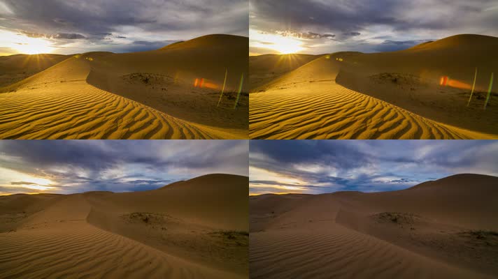 沙漠中沙丘上的日落