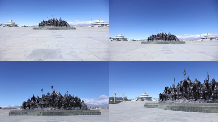 B新疆准噶尔废王城白天江格尔英雄雕塑1