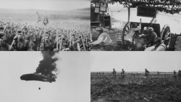 一战美国美军陆军参战战壕开炮骑兵炮兵阵地