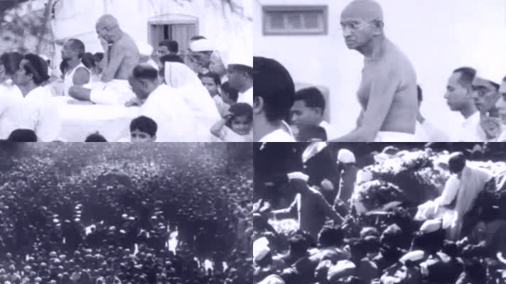40年代印度甘地葬礼国葬送葬吊唁人群