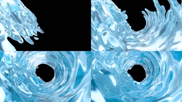 水浪旋涡水素材水流体三维流水动画透明通道