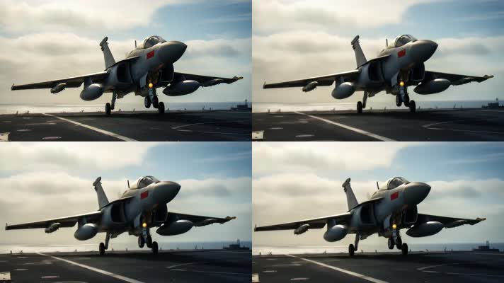 4k战斗机起飞降落夕阳唯美创意素材
