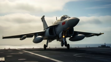 4k战斗机起飞降落夕阳唯美创意素材