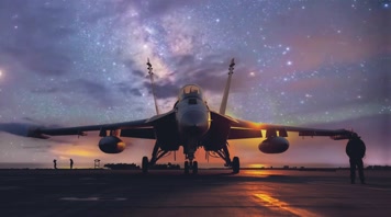 4k战斗机与飞行员夕阳唯美创意素材