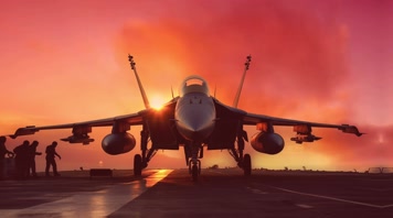 4k战斗机与飞行员夕阳唯美创意素材