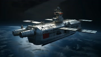 4k航天器在太空中绕地球轨道航行创意素材（