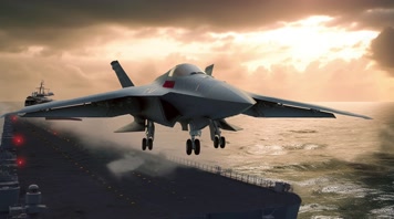 4k航母战斗机起飞降落夕阳唯美创意 4k航母战斗机起飞降落夕阳唯美创意