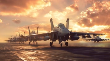 21.4k战斗机起飞降落夕阳唯美创意素材4k战斗机起飞降落夕阳唯美创意素材