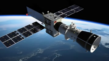 4k航天器在太空中绕地球轨道航行创意素材（