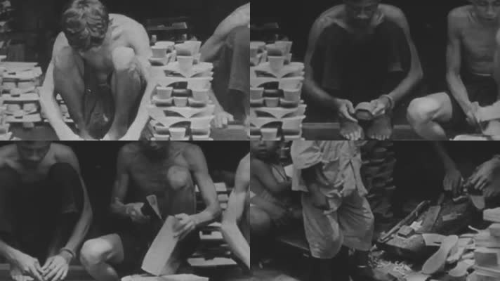 传统手工艺作坊生产加工制作老上海拖鞋木屐