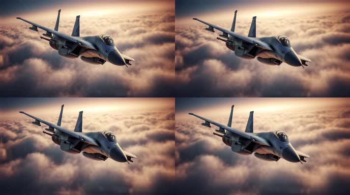 4k战斗机翱翔天空唯美创意素材