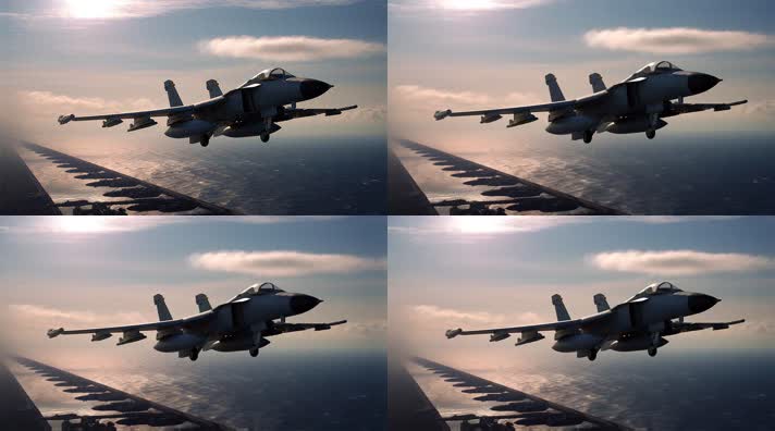 4k战斗机翱翔天空唯美创意素材