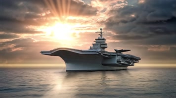4k航空母舰舰队海洋航行夕阳唯美创意 4k航空母舰舰队海洋航行夕阳唯美创意