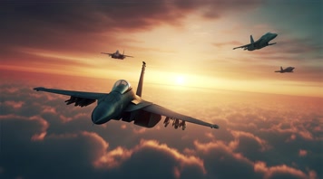 4k航母战斗机起飞降落夕阳唯美创意