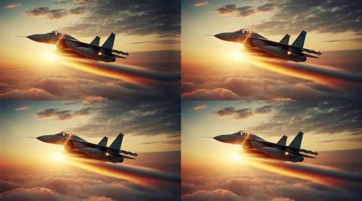 4k战斗机翱翔天空唯美创意素材