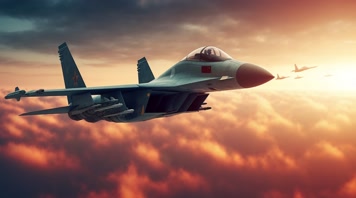 4k航母战斗机起飞降落夕阳唯美创意