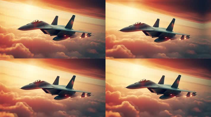 4k战斗机翱翔天空唯美创意素材