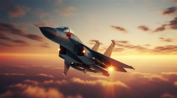 4k战斗机翱翔天空唯美创意素材