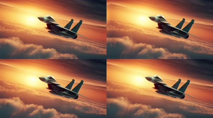 4k战斗机翱翔天空唯美创意素材