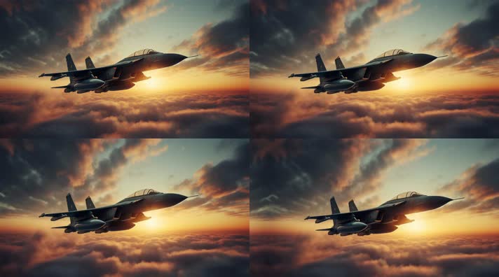 4k战斗机翱翔天空唯美创意素材