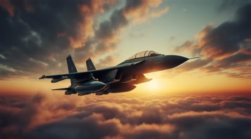 4k战斗机翱翔天空唯美创意素材