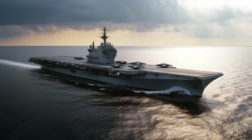 4k航空母舰舰队海洋航行夕阳唯美创意 4k航空母舰舰队海洋航行夕阳唯美创意