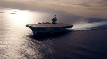 4k航空母舰舰队海洋航行夕阳唯美创意 4k航空母舰舰队海洋航行夕阳唯美创意