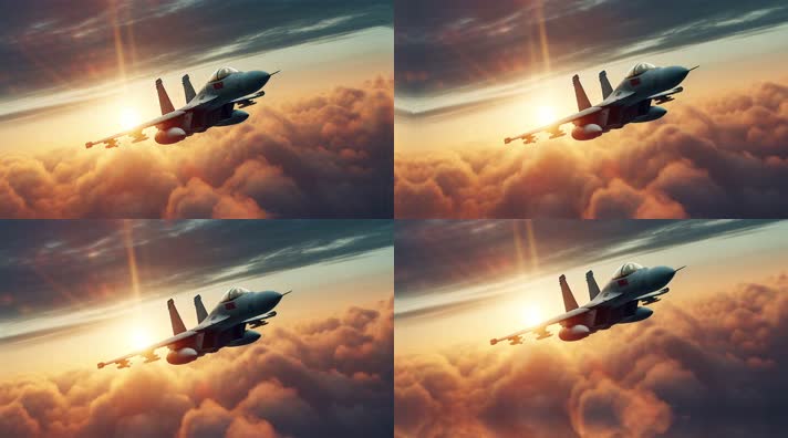 4k战斗机翱翔天空唯美创意素材